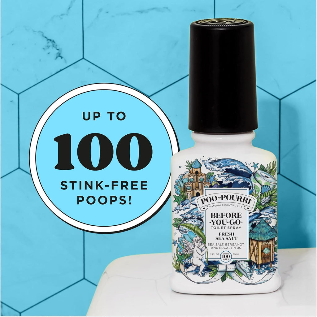 Poo-Pourri Before-You-Go Toilet Spray - Fresh Sea Salt Scent | 2 Fl Oz, Up to 100 Uses, TSA Approved