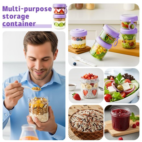LKTKJDS On the Go Yogurt Parfait Snack Cup 26 oz with Spoon & Lid, 100% Leak Proof Granola Holder for To Go Breakfast Cereal Fruit Overnight Oats Container Reusable, Travel Hiking Camping