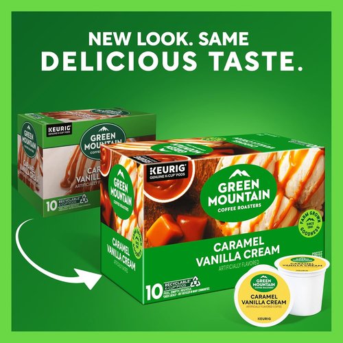 Green Mountain Coffee Roasters Caramel Vanilla Cream - Light Roast K-Cup Pods, 60 Count (6 Packs of 10)