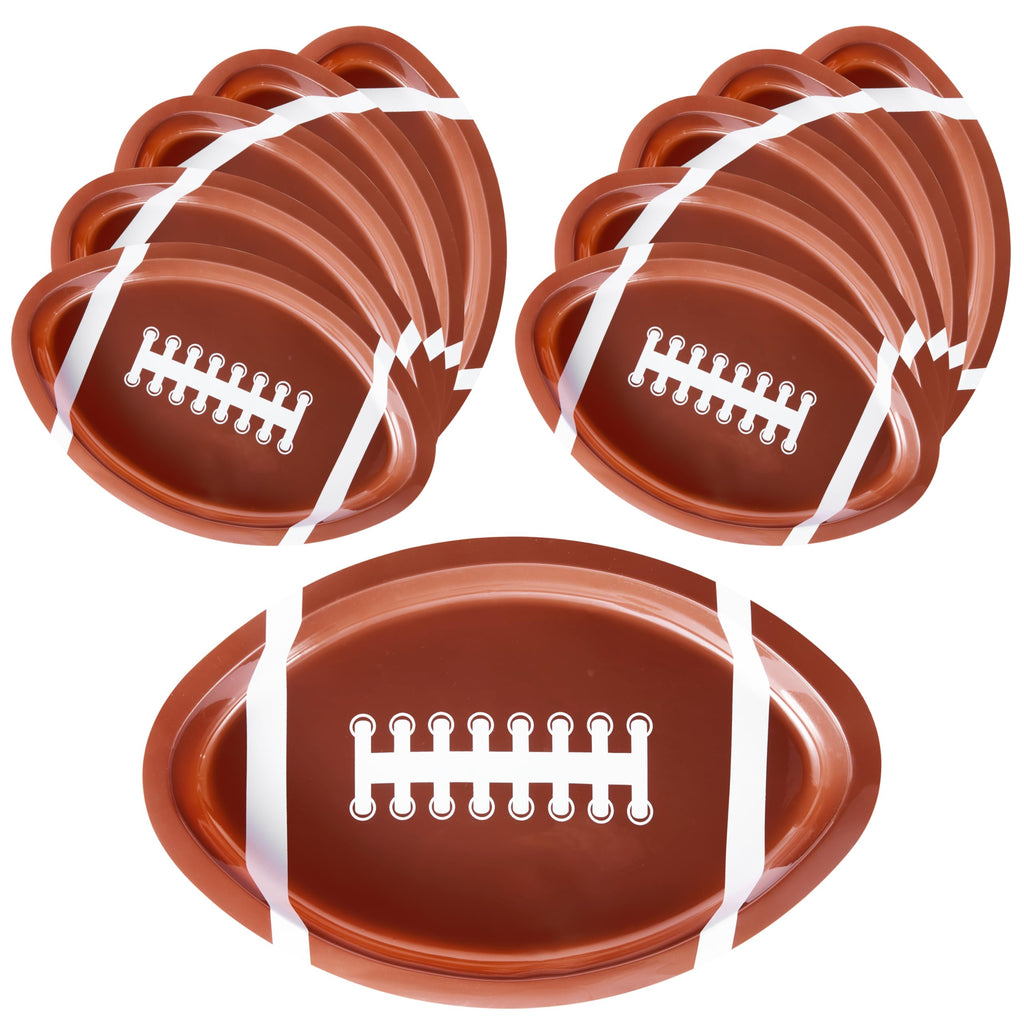 JOYIN 12 Pcs Football Plastic Trays, 11.5" X 7.5" Football Snack Trays & Platter, Sports Event Tailgate Party Supplies