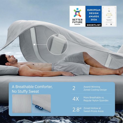 Bedsure Cooling Comforter - Ultra-Soft King Size Blanket for Hot Sleepers | Oeko-TEX Certified, Grey, 102x90 Inches