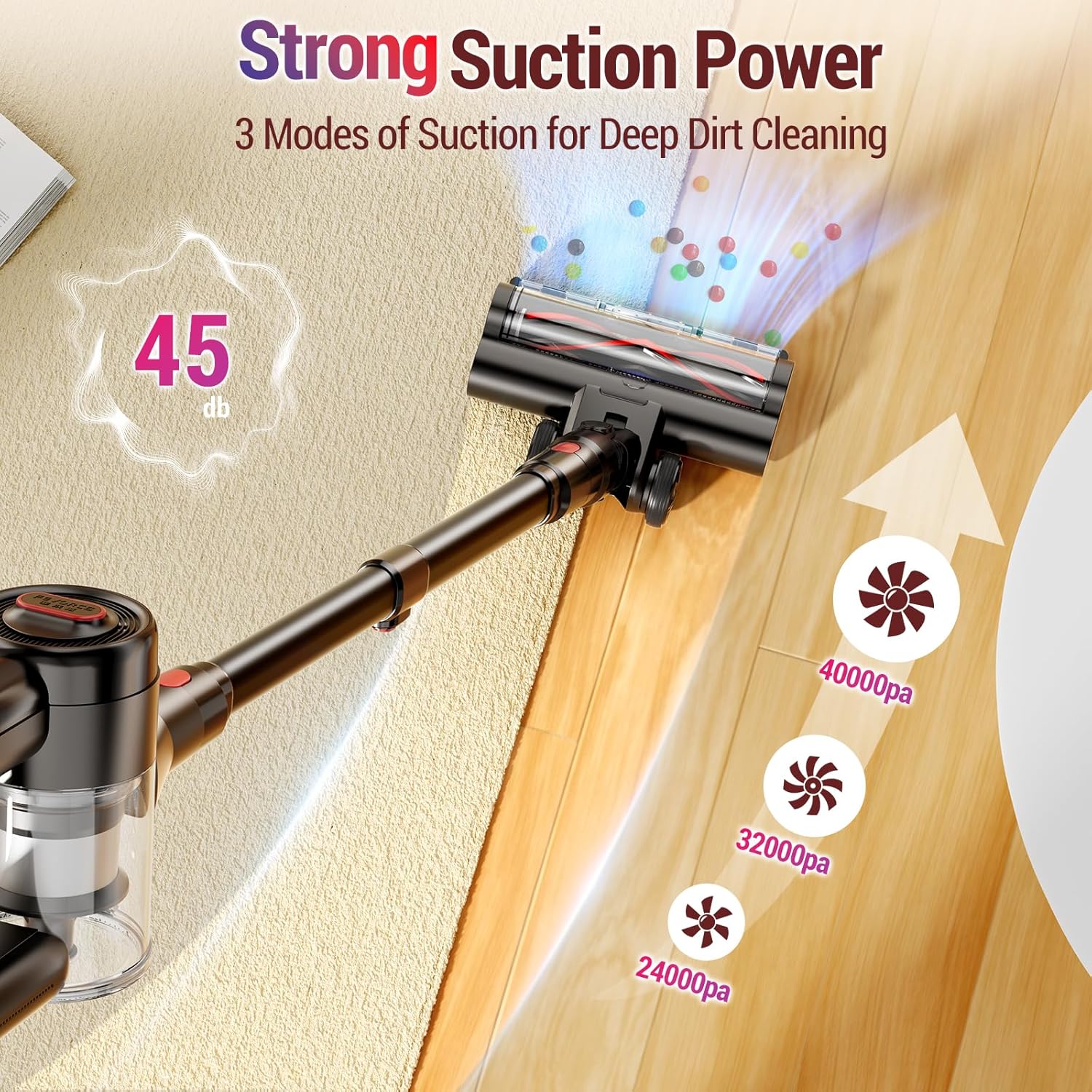 Skiennix Cordless Vacuum Cleaner - 450W Powerful Suction | 50-Minute Runtime, Lightweight 8-in-1 for Pet Hair & Hard Floors