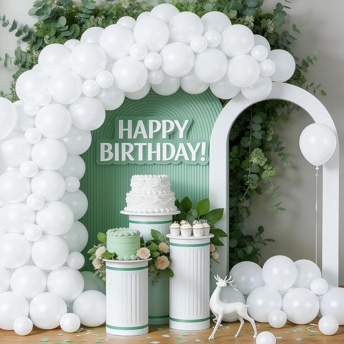 LOLStar 12-Inch White Latex Balloons - 100 Pcs Bulk for Wedding, Baby Shower, and Party Decorations