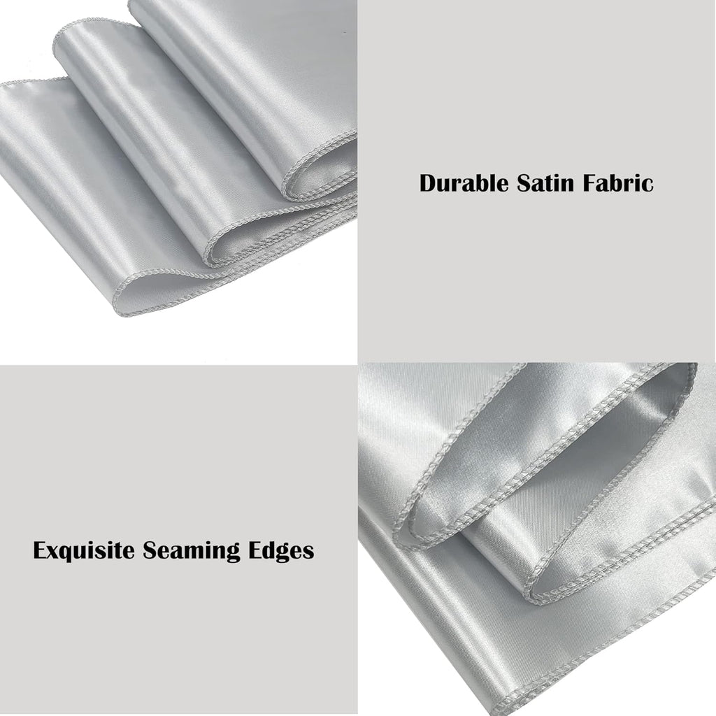 Skiennix Satin Chair Sashes - 50PCS Elegant Ribbon Ties for Wedding & Event Decor | Silver