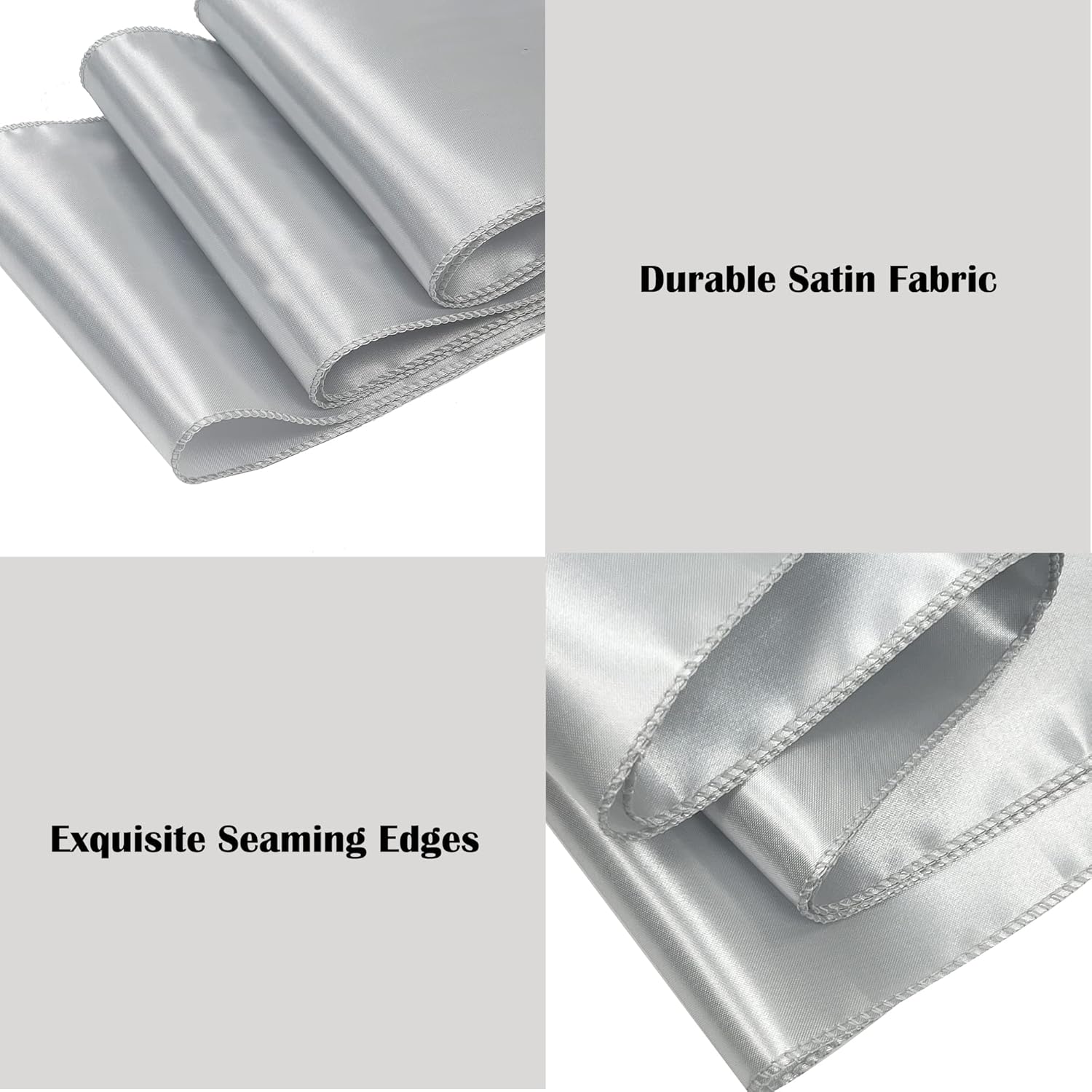 Skiennix Satin Chair Sashes - 50PCS Elegant Ribbon Ties for Wedding & Event Decor | Silver