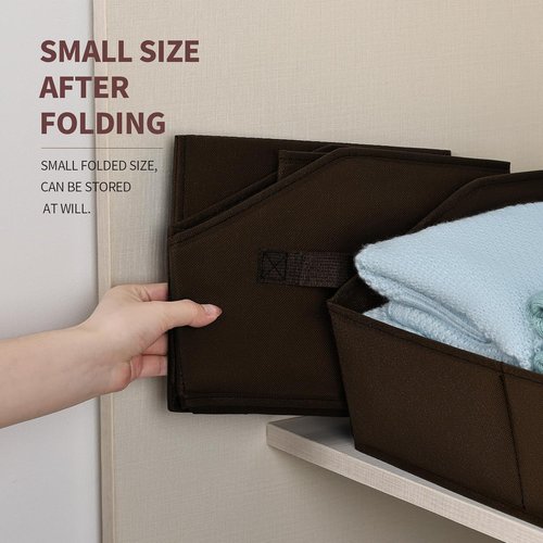 Homsorout Trapezoid Closet Storage Bins - Large Fabric Organizing Baskets for Home | 6 Pack, Brown