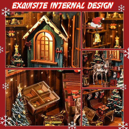 KERNOWO DIY 3D Wooden Book Nook Kit - Miniature Snow Pavilion for Bookshelf Decor | Perfect Gift for Book Lovers