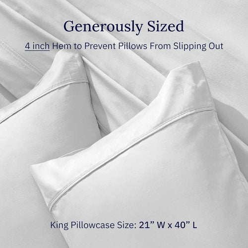 California Design Den King Pillow Cases - Soft 400 Thread Count Sateen, 100% Cotton, Silver | Set of 2