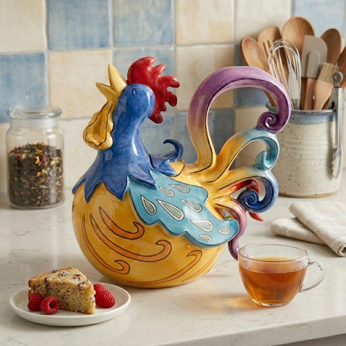 Blue Sky Ceramics Gabby Glee Teapot, Multicolor, 13469
