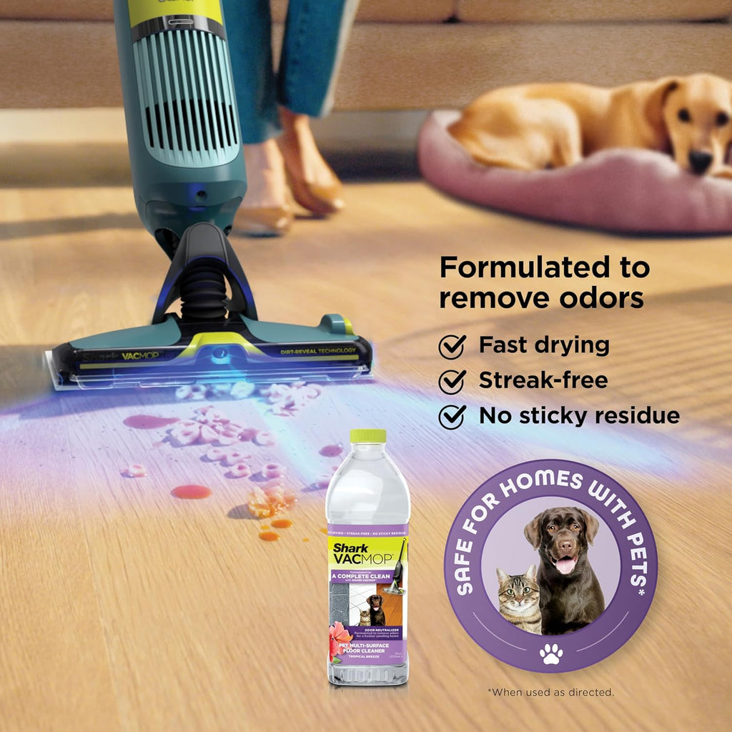 Shark VACMOP Cordless Hard Floor Cleaner - Powerful Suction & Illumination Light | Includes 4 Pads & 12oz Pet Solution