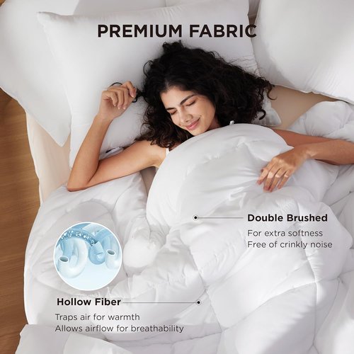 Bedsure Comforter Duvet Insert - All-Season Quilted Queen Size Down Alternative Blanket, White 88 x 88 Inches