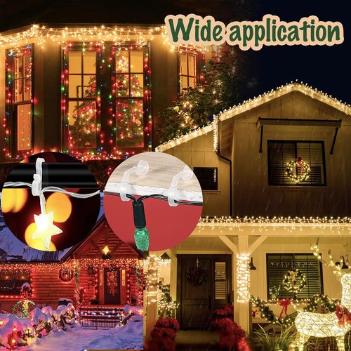 Geegoods Christmas Light Clips - 120 Pcs Weatherproof Outdoor Gutter Hooks for Holiday Decor