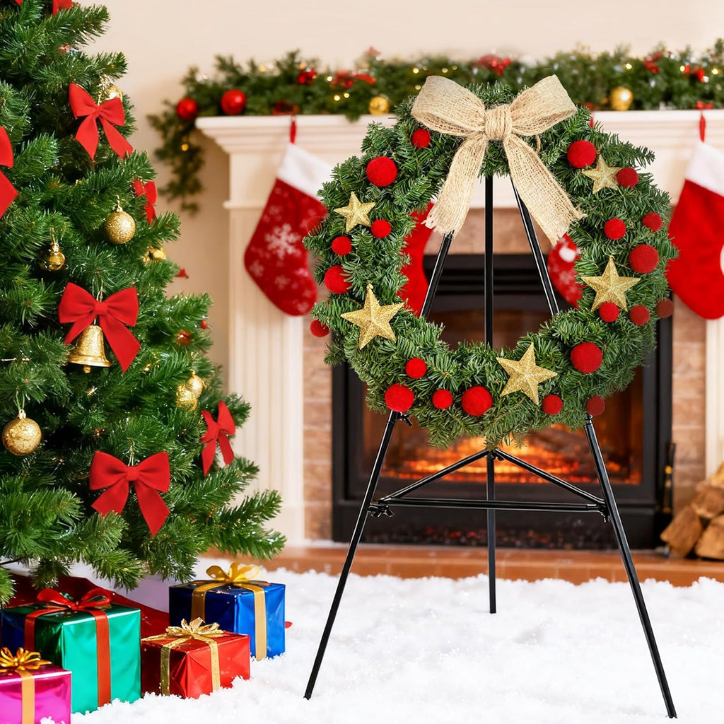 Skiennix Christmas Metal Wreath Stand Holder - Detachable Design for Indoor/Outdoor Use | 2 Pcs Set