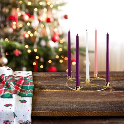 Brass Advent Wreath - 5 Candle Holders for Religious Holiday Decor | 11 Inches