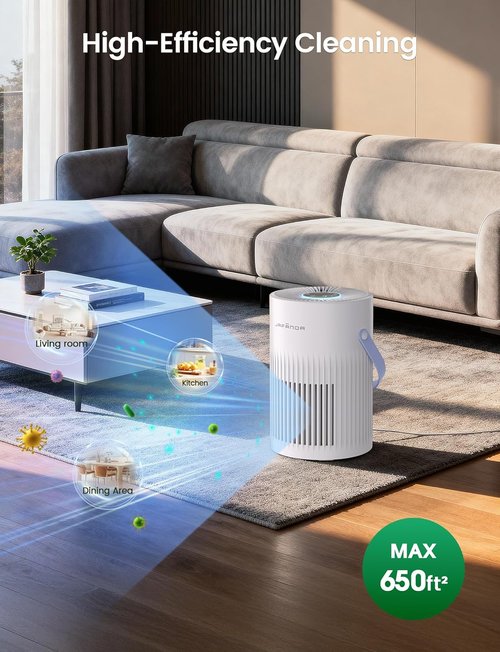 Jafända HEPA Air Purifier - Quiet Portable Air Cleaner for Home & Office | Ideal for Pet Dander, Dust & Odors (White)