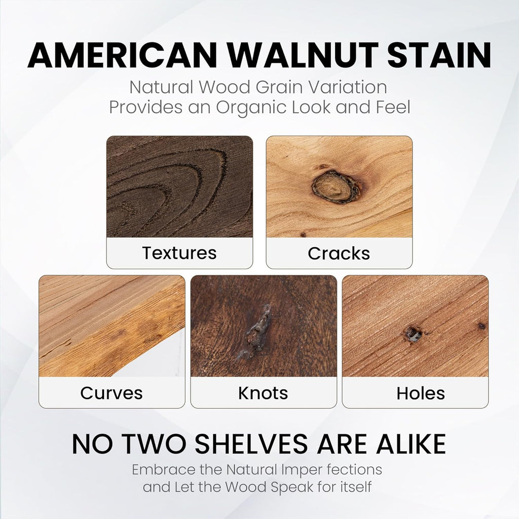 Rustic Elm Wood Floating Shelves by [Brand Name] - Heavy-Duty 36"x9.3" Set of 2 | Invisible Brackets for Living Room & Bedroom