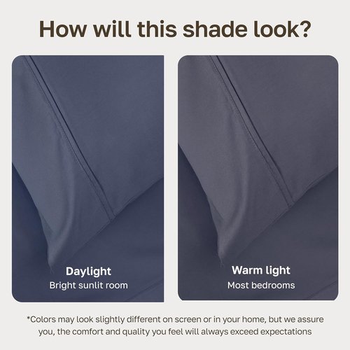 California Design Den Full Size Bed Sheets Set - 100% Cotton, 400 TC, Smooth Sateen Finish, Deep Pockets - Indigo Dusty Blue