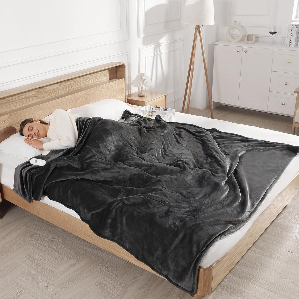 Heated Blanket Full Size Electric Blanket 72" X 84" with 5 Heating Level & 10 Hour Auto Off, Ultra-Warm Selected Flannel Heating Blanket for Adults, Machine Washable, Gifts for Grandma(Charcoal Grey)
