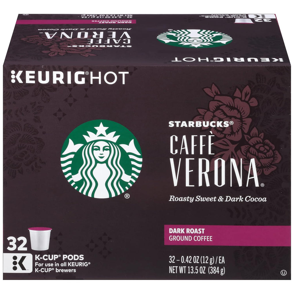 Starbucks Caffe Verona K-Cup Pods - Rich, Dark Roast Coffee - 32 Count Pack