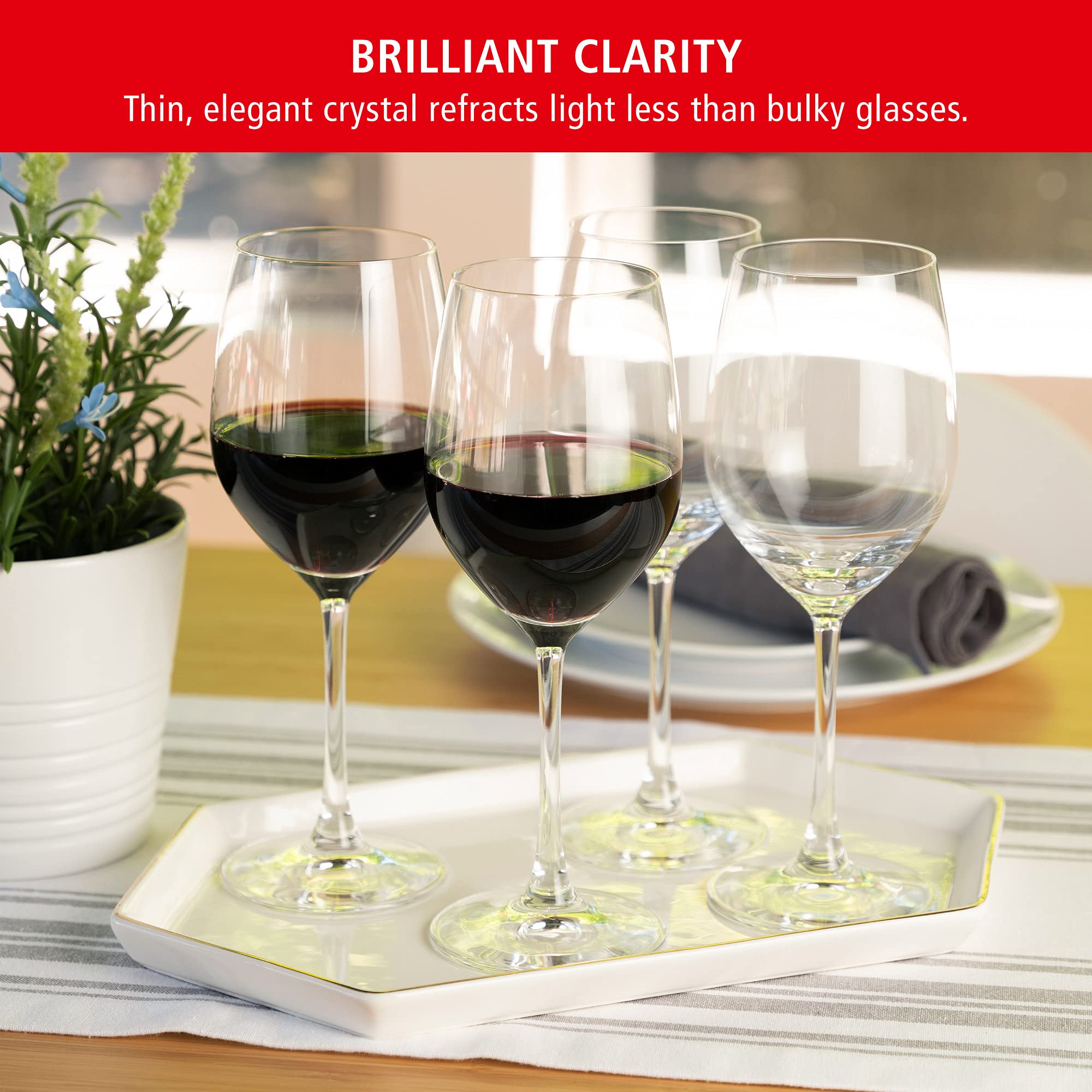 Spiegelau Vino Grande Stemmed Red Wine Glasses, Crystal Clear Wine Glasses for Pinot Noir, Cabernet, Wedding, Anniversary, Housewarming, Birthday Gifts, Elegant Glassware, Home Bar, 15 oz, Set of 4