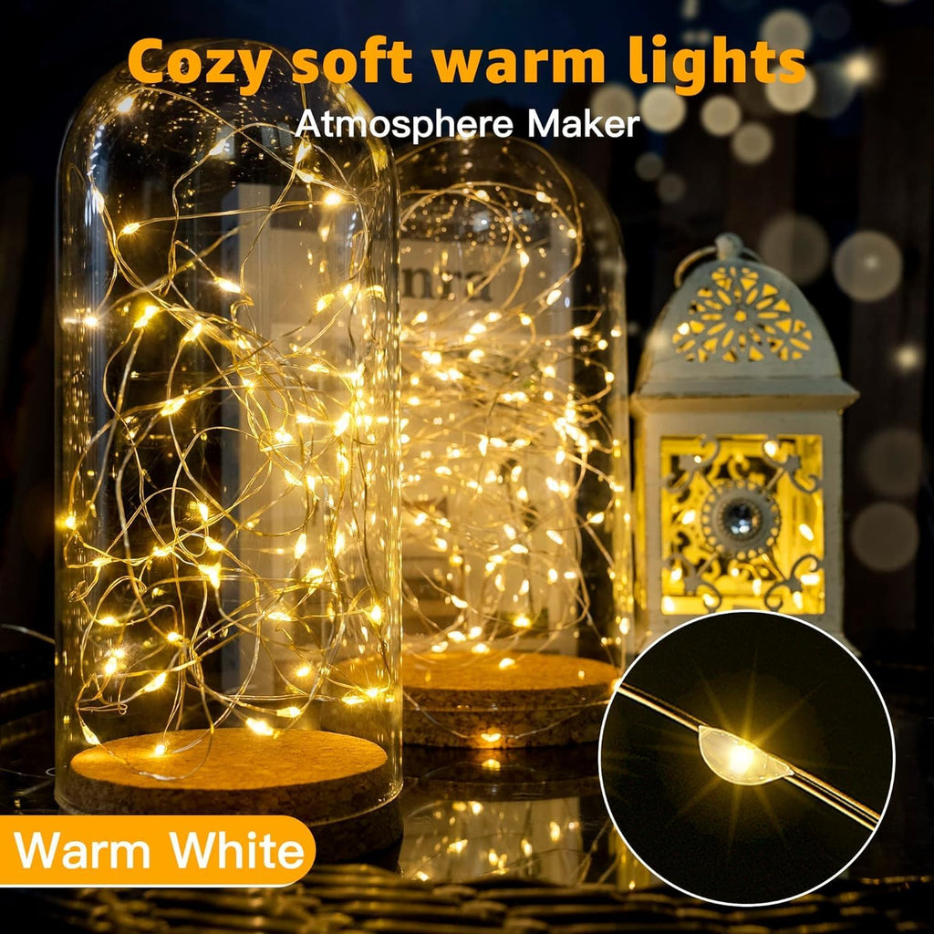 Skiennix 12 Pack Fairy Lights - Battery Operated 7ft Mini String Lights | Warm White Twinkle Lights for Weddings & Parties