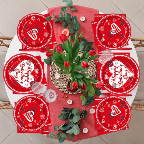 gisgfim 96Pcs Galentines Day Party Plates and Napkins Happy Galentine's Day Red Supplies Gals Tableware Dinnerware Set Valentines Day Paper Dessert Plate Party Decoration Women Ladies Favors Serve 24