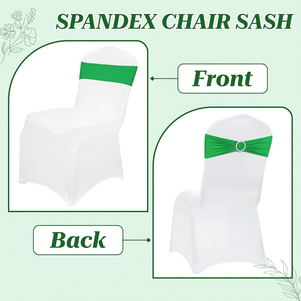 MDS Spandex Chair Sashes | Universal Fit Elastic Stretch Ties with Buckle - Light Green, Pack of 125