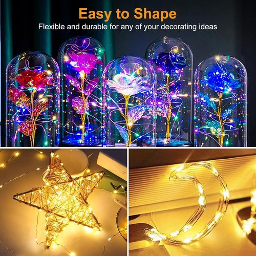 Btfarm 20 LED Fairy Lights - Battery Operated Twinkle String Lights | Waterproof Mini Silver Wire, Warm White/Colorful, 7ft