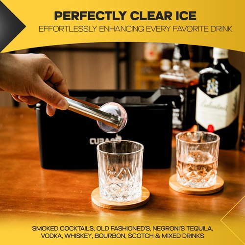 Clear Ice Ball Maker for Whiskey & Cocktails | 8 Large 2" Crystal Clear Ice Spheres | Premium Hard Shell Directional Freezing Mold + Freezer Bag | Slow‑Melt Ice Balls by CUBARO