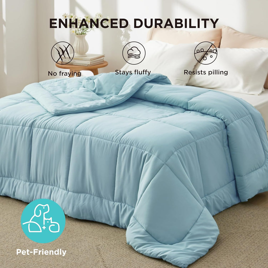 Bedsure Comforter Duvet Insert - Quilted Twin XL All-Season Down Alternative Bedding, Light Spa Blue 92x68 Inches