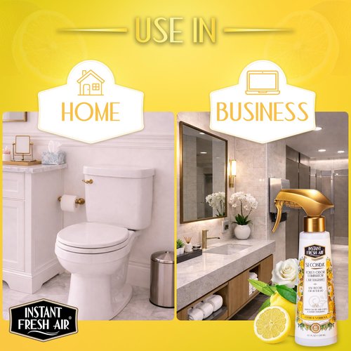 Instant Fresh Air Seconda Premium Toilet Spray - Bathroom Air Freshener & Toilet Bowl Odor Eliminator - For Home, Business, School - Bathroom Deodorizer - Long Lasting Citrus Fragrance - 10.1 fl oz.