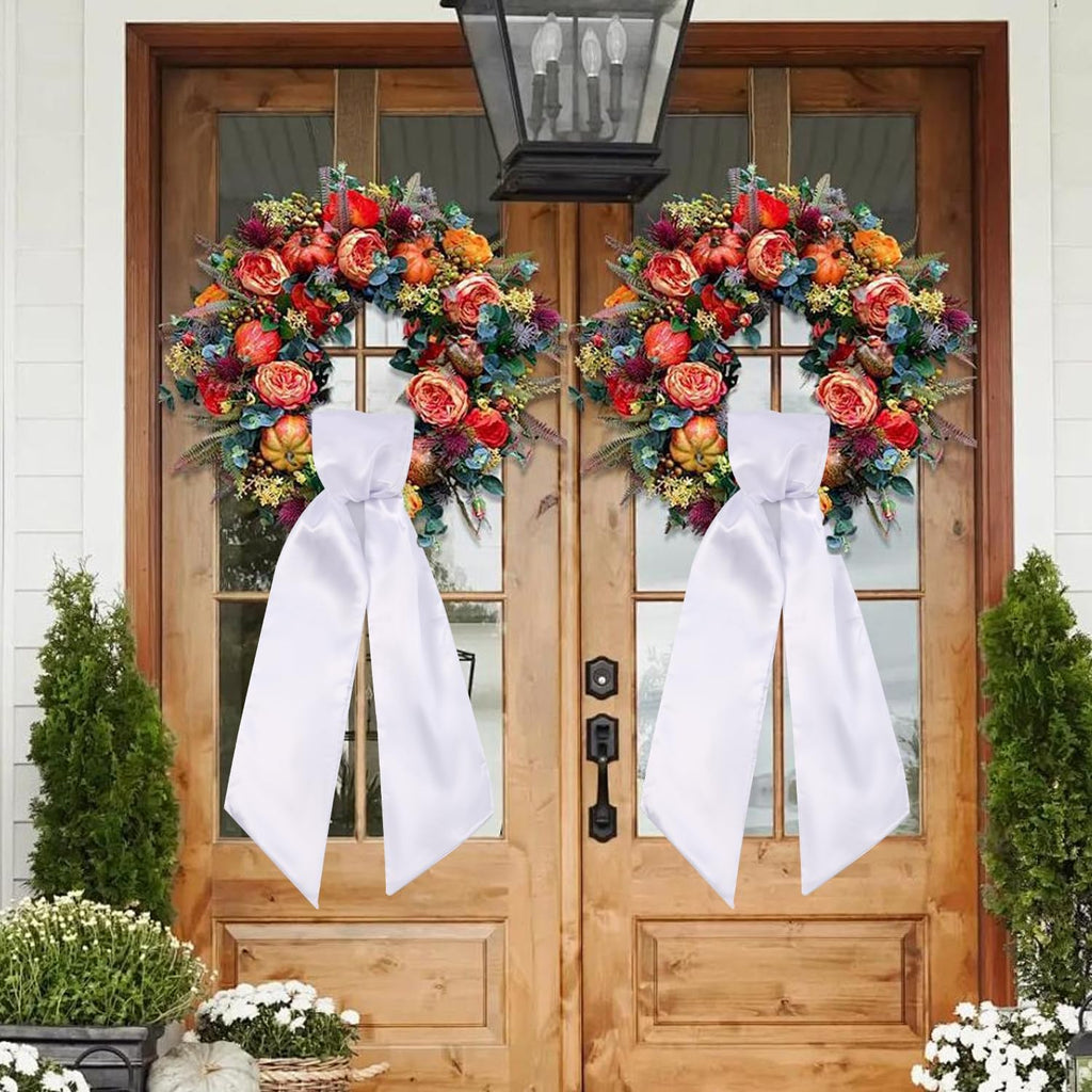 Skiennix Wreath Sash - Blank White Sash for Monogram Embroidery | 5" W x 54" L (2 Pack)