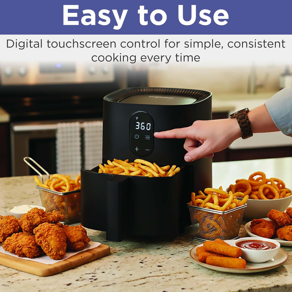 MAGNAVOX HOME 2.6-Quart Electric Air Fryer, Adjustable Temperature, Touch Panel Control, One-Touch Cook Functions, and 360° Rapid Cooking, 1000 Watt Power by Culinary Chef