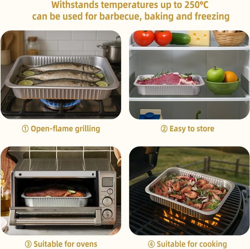 Aluminum Foil Pans - Extra Heavy Duty Disposable Baking Pans | 14.57"×10.63" for Cooking & Roasting (5 Pack)
