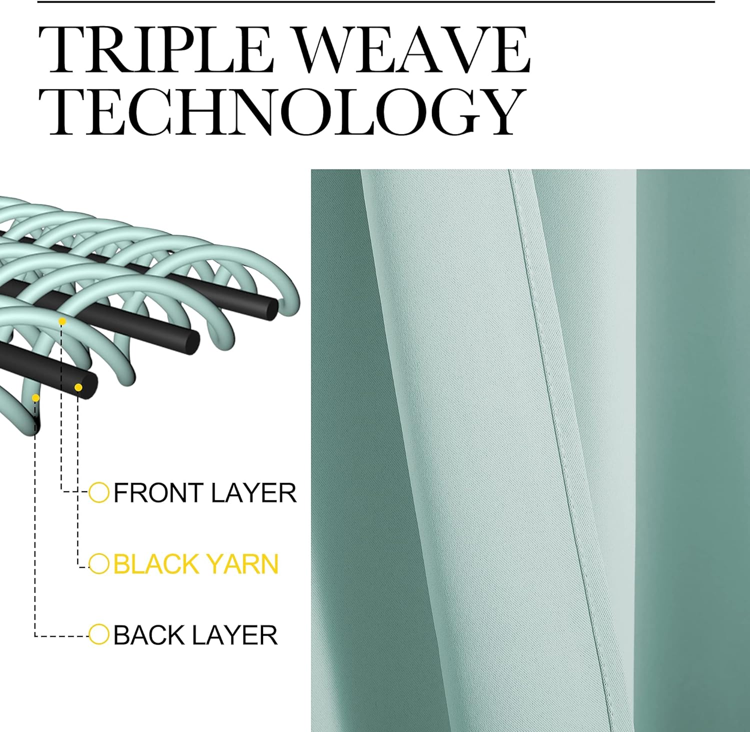 NICETOWN Aqua Blue Blackout Curtains - 102" Long | Sound Reducing & Heat Blocking | 55" Wide, 2 Panels