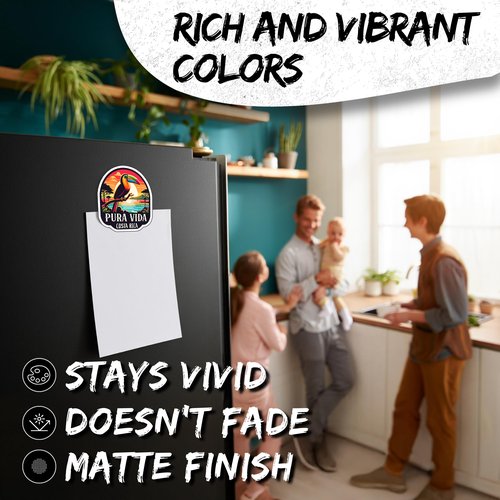 Pura Vida Costa Rica Magnet 4 Inch 2-Pack Country Central America – Strong Vinyl Decorative Travel Magnets for Fridge Locker Kitchen Office – Cute Fun Aesthetic Cool Durable & Long-Lasting ID44999