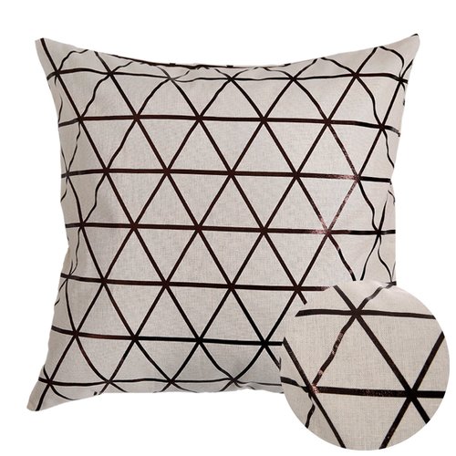 Deconovo Foil Print Pillow Cover Recycled Cotton Cushion Cover Decorative Geometic Pattern Pillow Cover with Invisible Zipper for Living Room, Bronze, 18×18