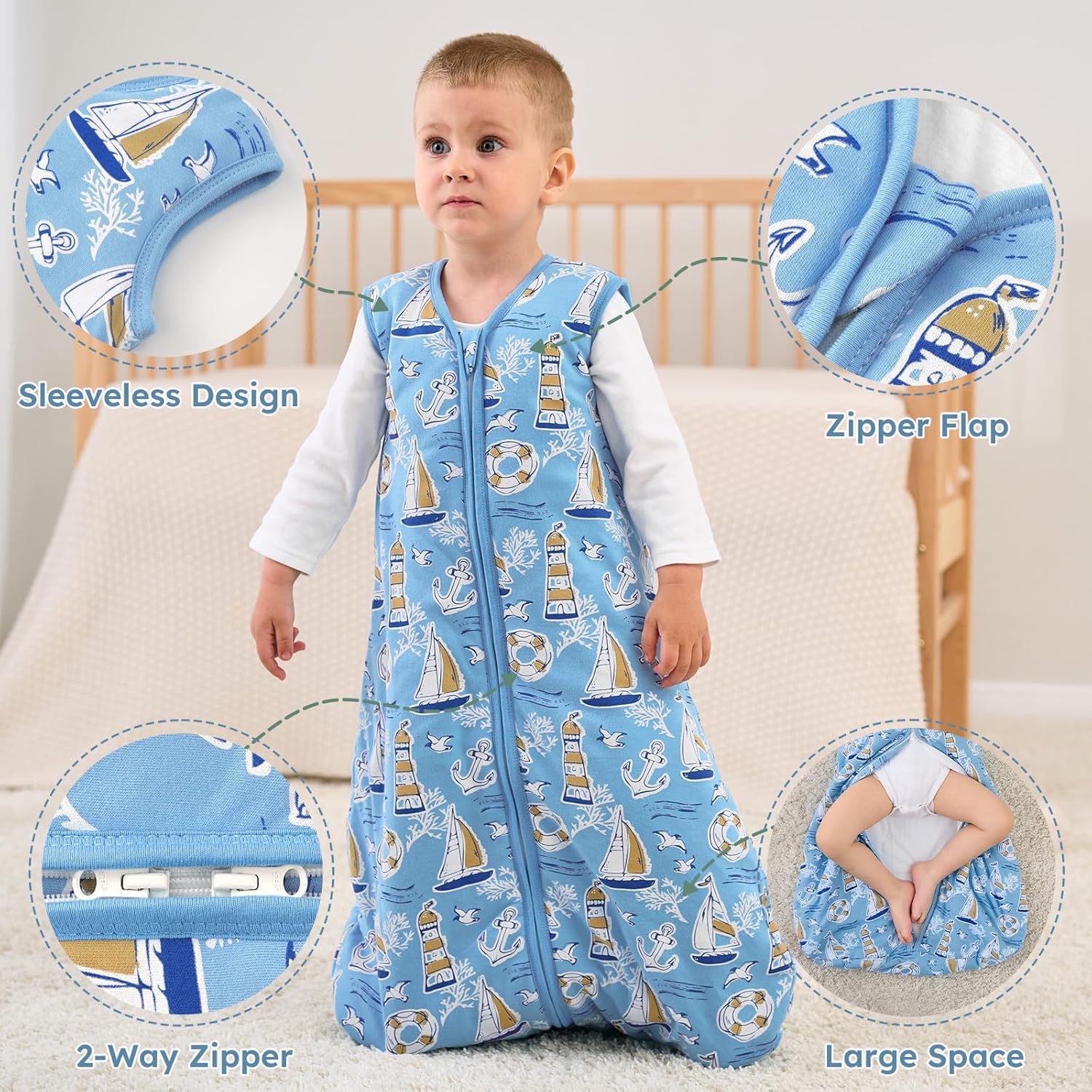 Yoofoss Baby Sleep Sack | 1.5 Tog Organic Cotton Wearable Blanket for Infants 0-6 Months - Warm & Comfy