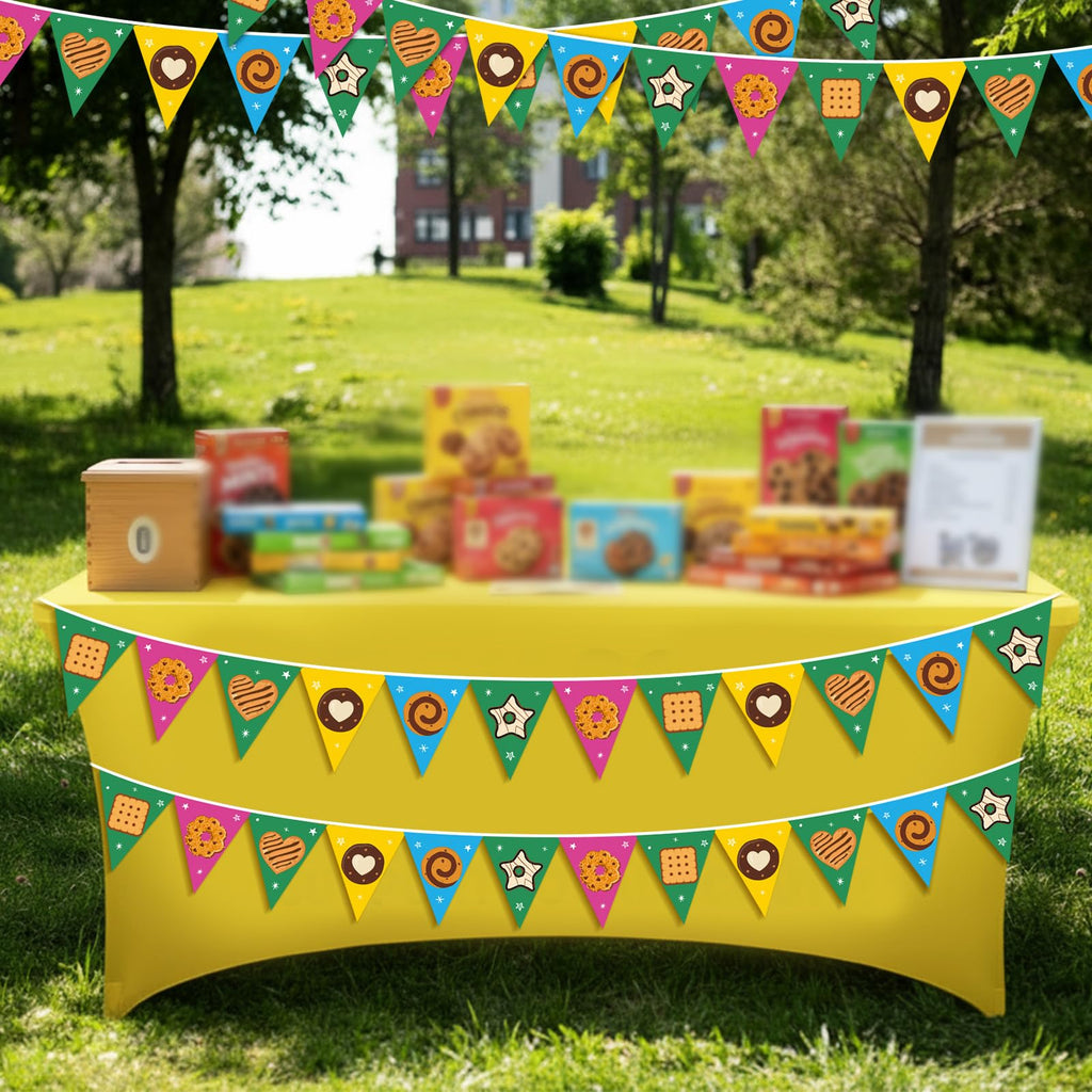 Gilprop 5 Pcs Cookie Triangular Flags Banner 9.84 ft Cookie Booth Banner for Street Theme Birthday Baby Shower