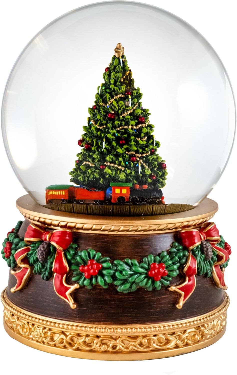 San Francisco Music Box | Revolving Train Christmas Tree Snow Globe - Magical Holiday Decor