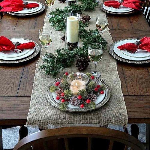 Christmas Candle Rings - Artificial Berries & Pinecones | 3-Inch Wreaths for Festive Table Decor