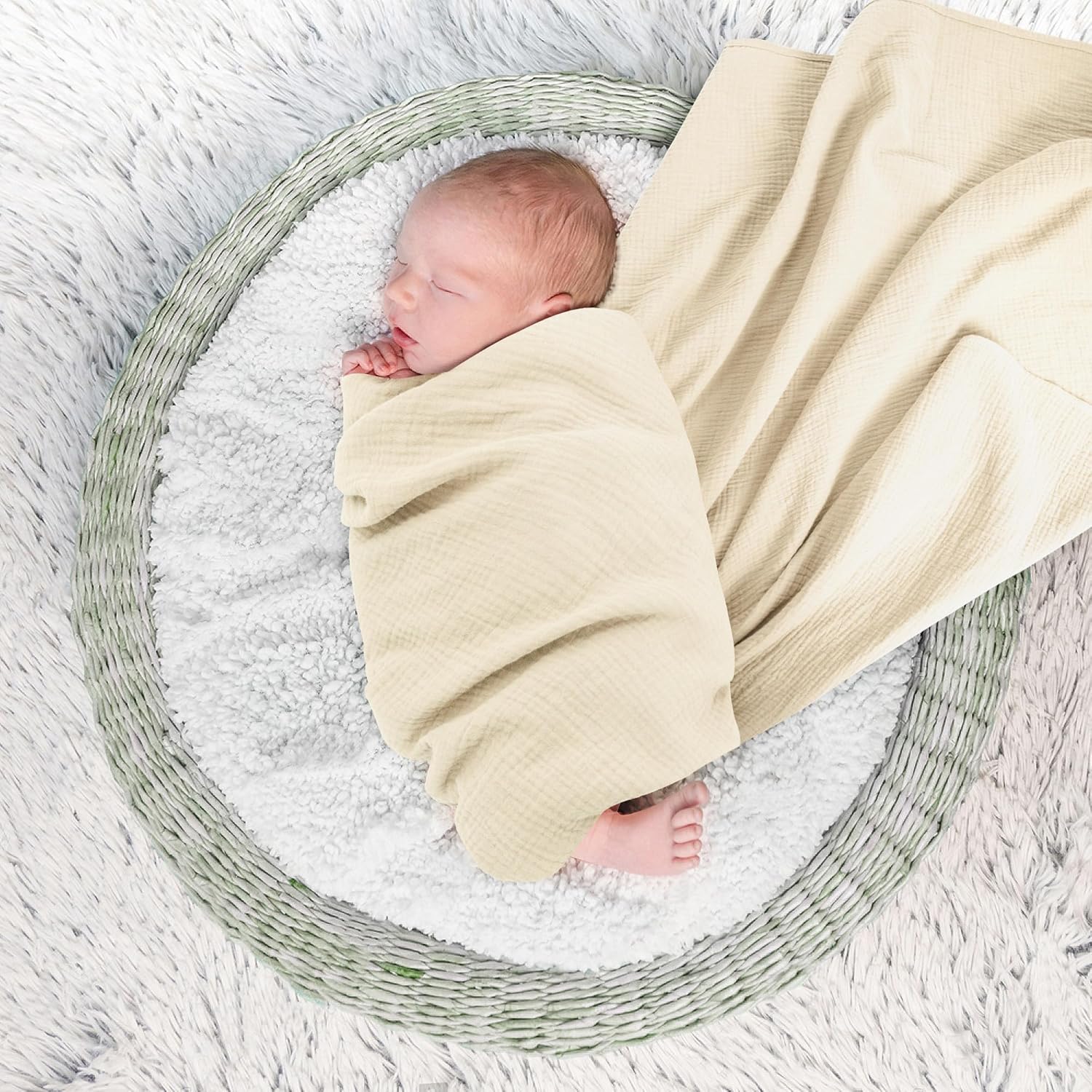 Susurration Muslin Receiving Blanket - 100% Cotton Soft Swaddle for Newborns | Unisex 38x40 Inch (Apricot Gray)