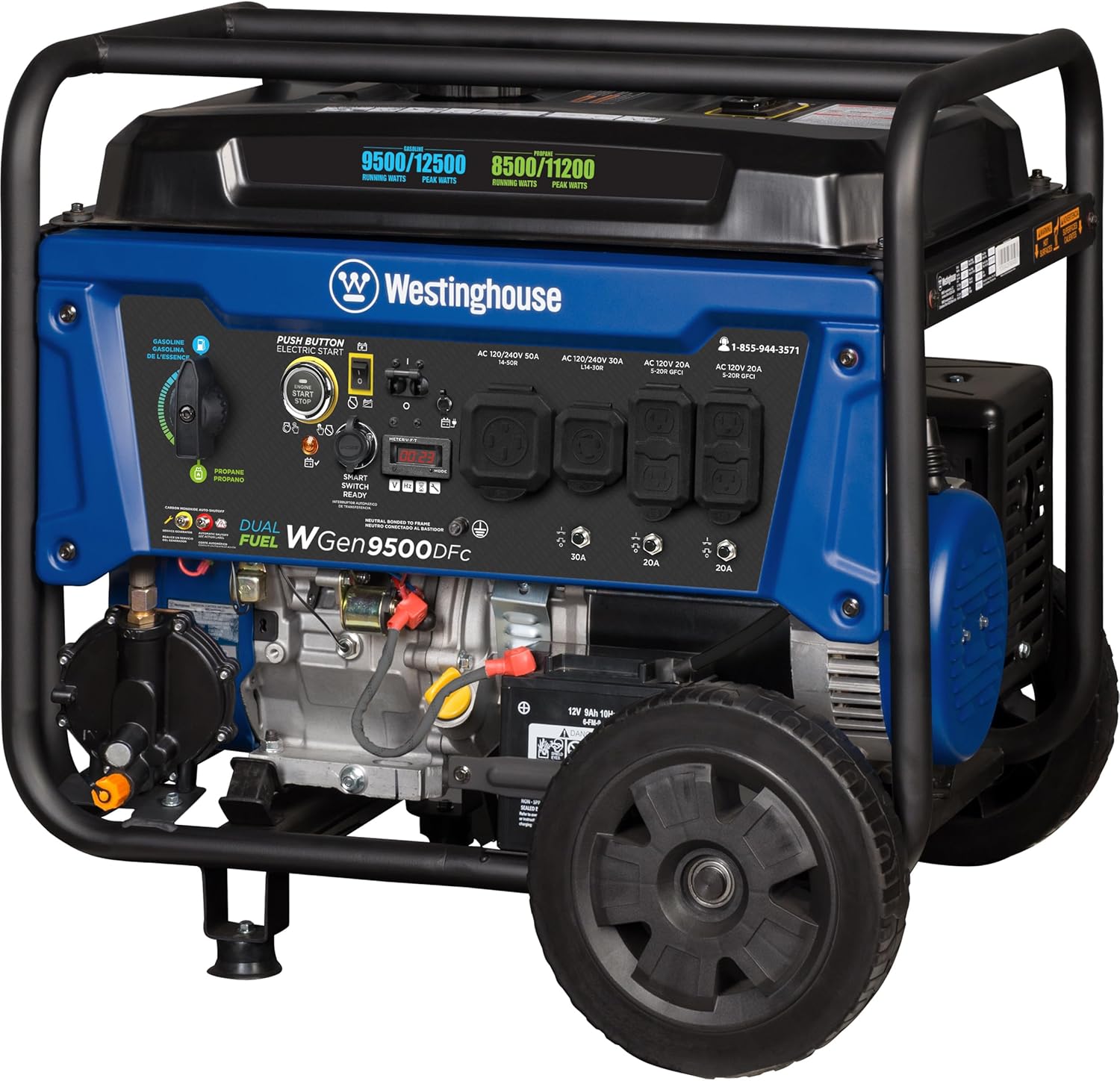 Westinghouse 12500 Peak Watt Portable Generator - Dual Fuel, Remote Start & CO Sensor Ready