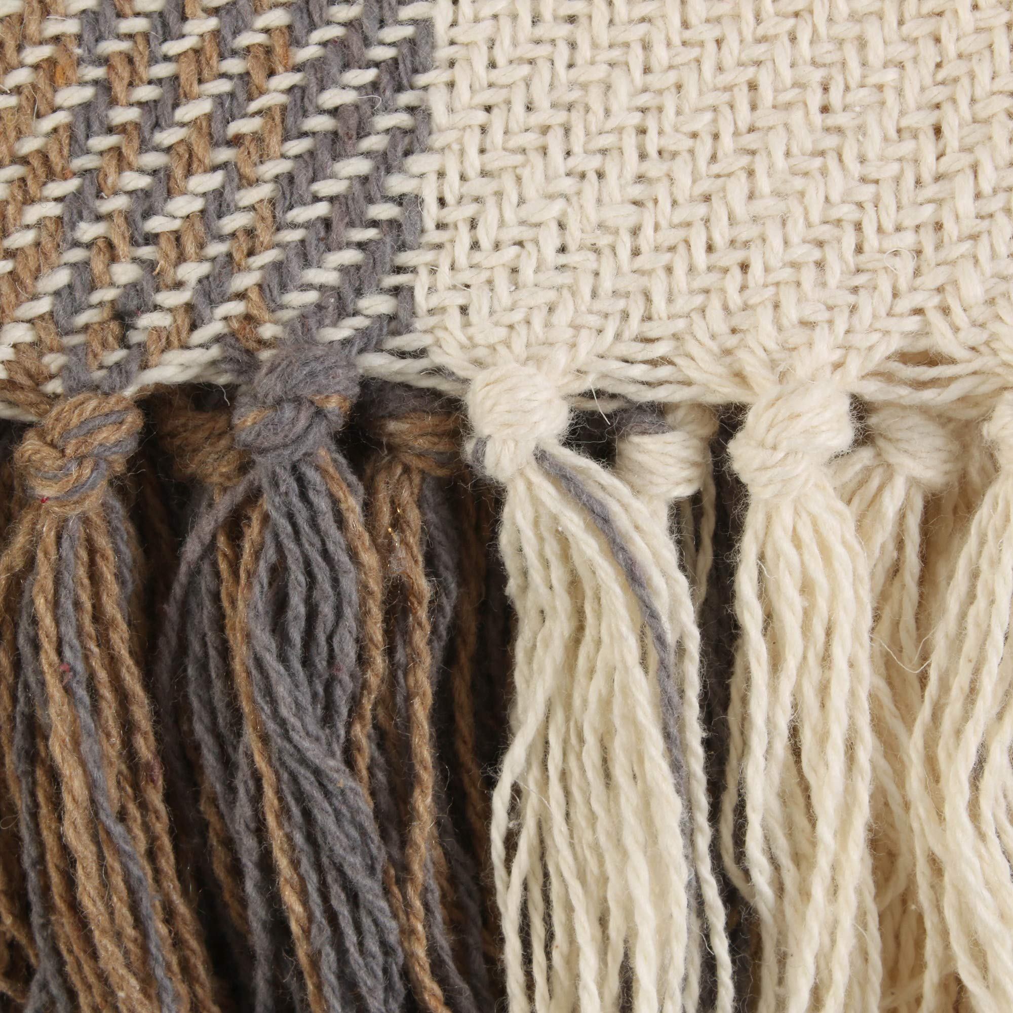 DII Farmhouse Woven Throw, 50x60 with 3" Fringe, Stone