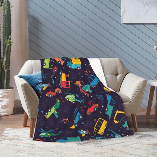 Throw Blanket, Soft Flannel Throw Blanket for Couch, Bed, Travel, Living Room & Home Decor, Cozy Lightweight Warm Fluffy Fuzzy Blankets for Adults Women Girls (Black Excavator, 60"x50")