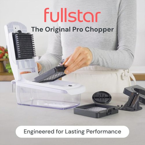 Fullstar Pro Chopper - 4-in-1 Vegetable Chopper & Spiralizer with Container | Essential Kitchen Gadget (White)