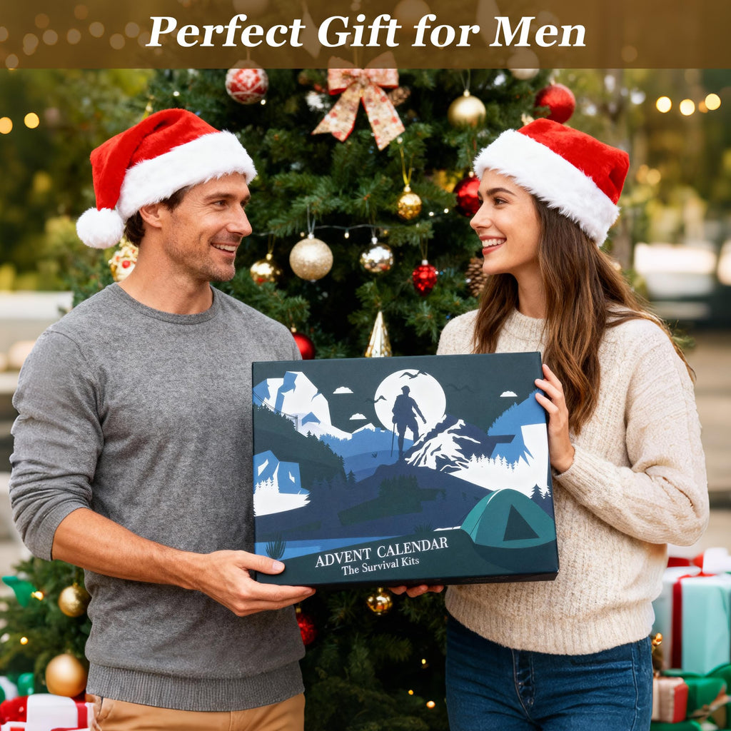 Survival Kit Advent Calendar 2025 for Men, 24 Day Christmas Countdown Surprise Gift with Outdoor Survival Tools for Teen Boys Men Outdoor Enthusiasts Hiking, Camping, Hunting, Fishing