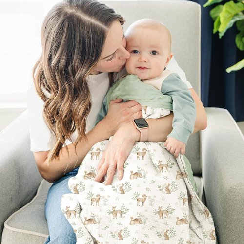 Konssy Baby Blankets - Super Soft Unisex Minky Nursery Blanket with Muslin Cotton Front | Newborn Size
