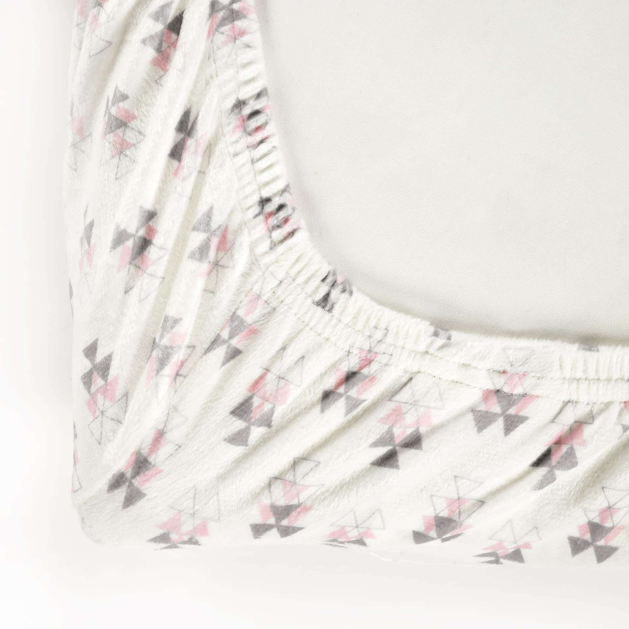 Lush Decor Baby Elephant Stripe Geo Soft & Plush Fitted Crib Sheet, 52"x 28" x 9", Pink & Gray