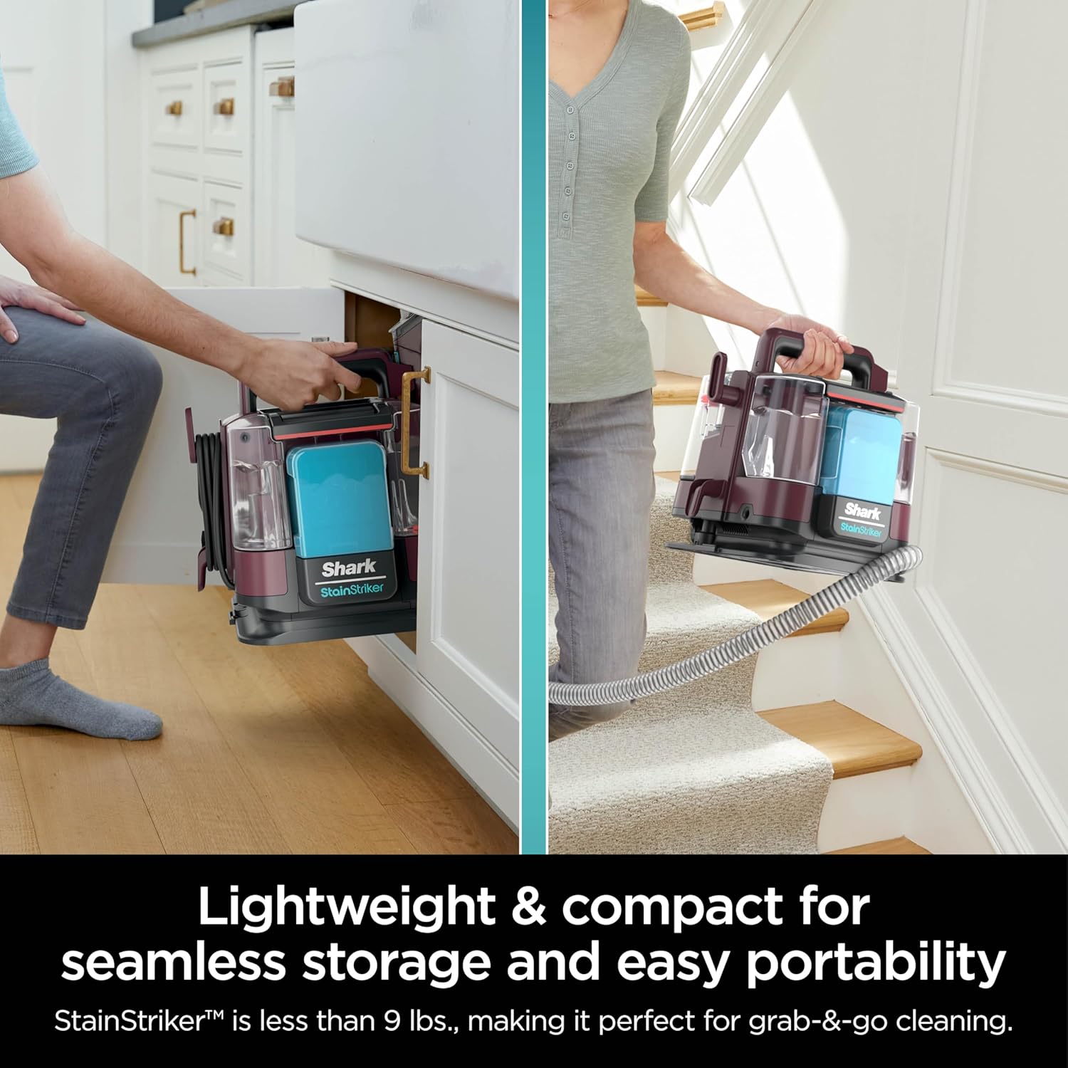 Shark Carpet Cleaner Machine - Portable Upholstery Stain Remover with 2 Solutions & 3 Tools | Perfect for Pet Hair, Burgundy